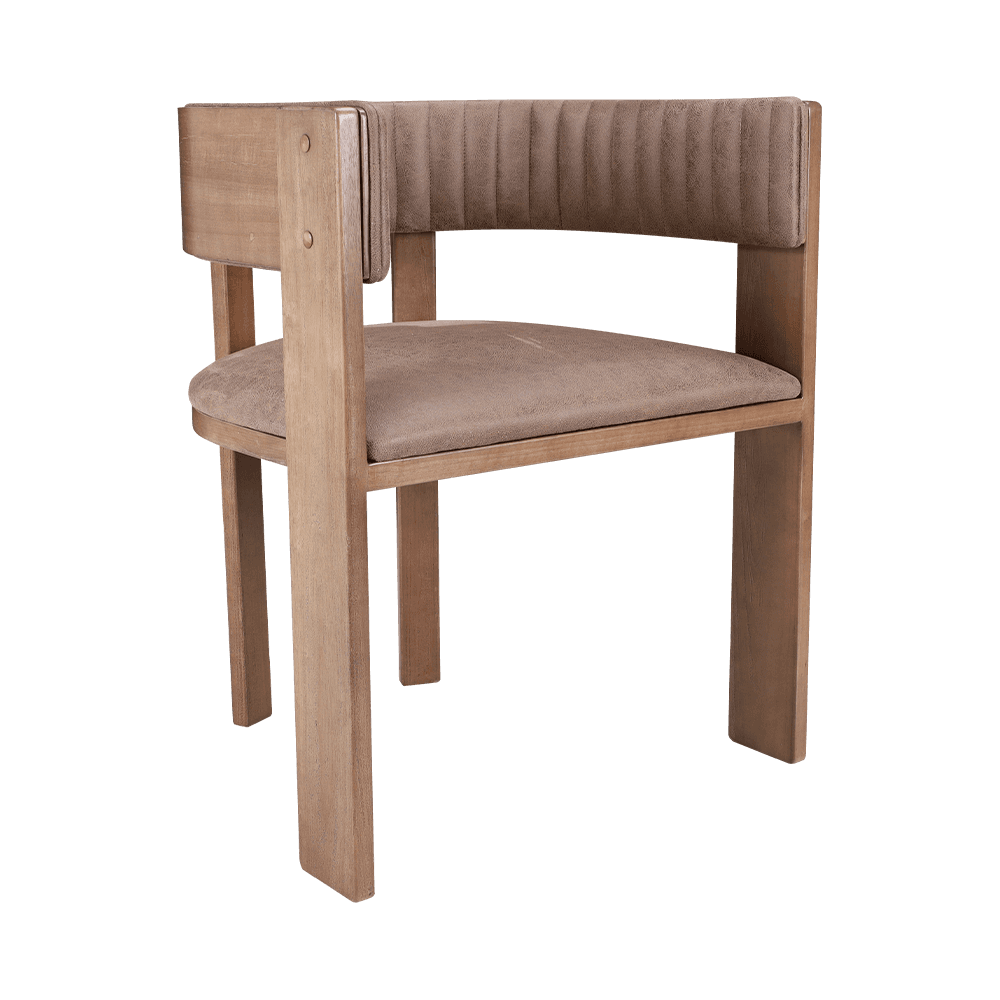 Kerusi Makan Kayu Pepejal Vintage Upholstered