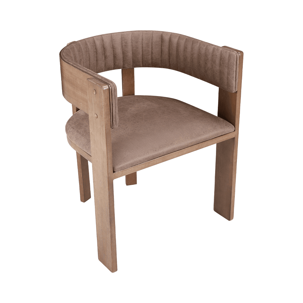 Kerusi Makan Kayu Pepejal Vintage Upholstered