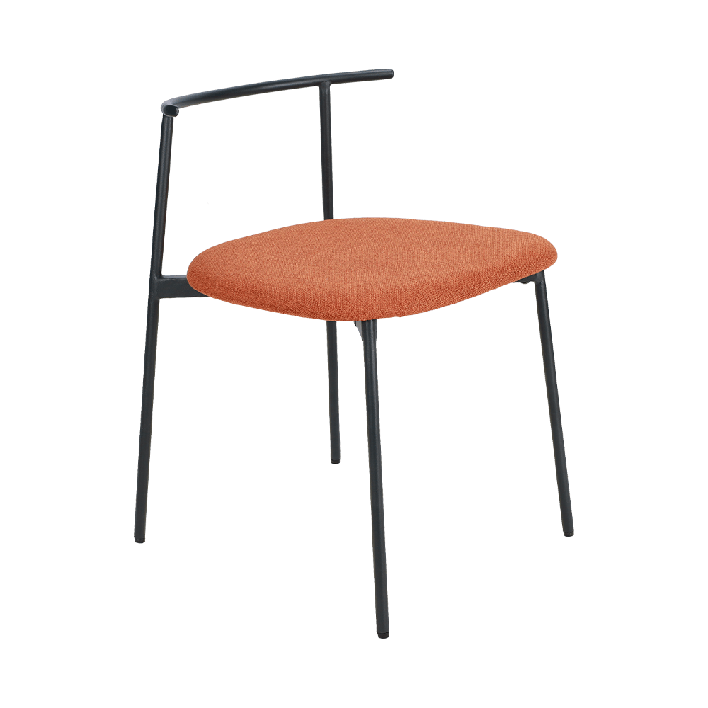Kerusi makan kaki logam melengkung oren melengkung