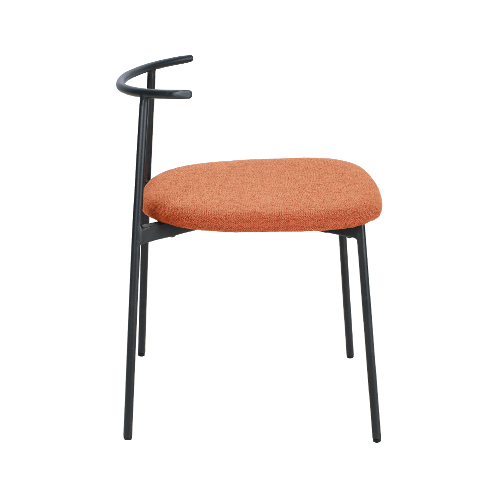 Kerusi makan kaki logam melengkung oren melengkung
