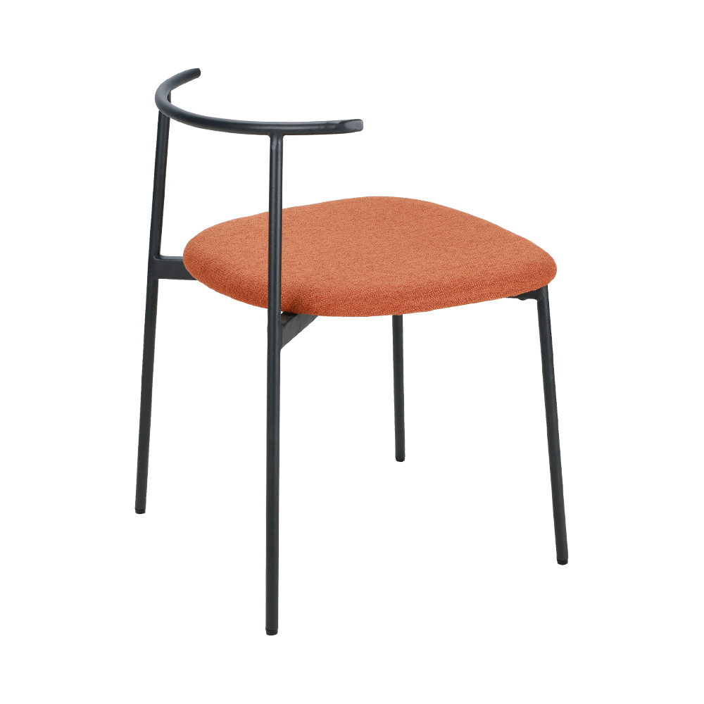 Kerusi makan kaki logam melengkung oren melengkung
